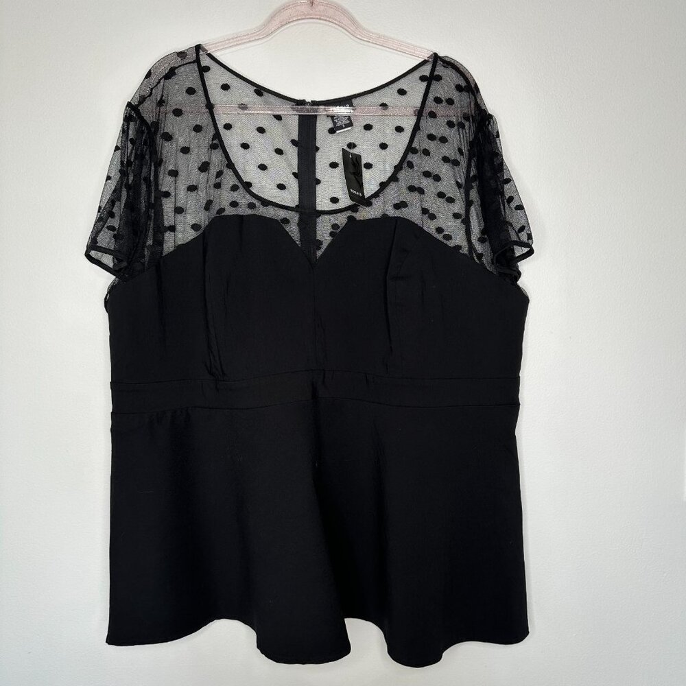 Torrid Peplum Top Womens Size 5X Mesh‎ Black